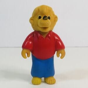 Vintage 1986 Berenstain Bears Brother Bear‎ Flocked PVC Figure 2.5 Inch Toy